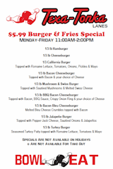 Texa Tonka Lanes Lunch Menu